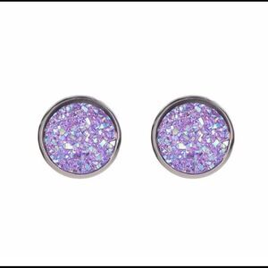Simple Sparkly Round Purple Earrings